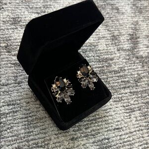 Baublebar Elegant Black Crystal Cluster Statement Champagne Foliage Earrings✨